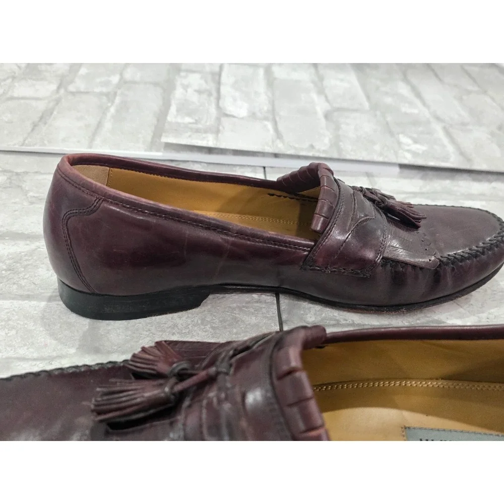 Johnston Murphy Men's Red Brown Leather Tassel Slip On Shoes Size 11 150834‎